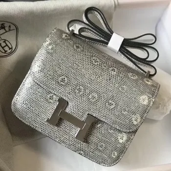 Taška Hermes Constance 18 cm v ombre embosované přírodní ještěrce