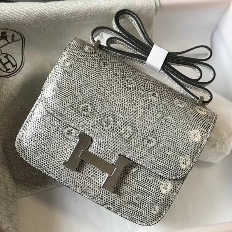 Taška Hermes Constance 18 cm v ombre embosované přírodní ještěrce