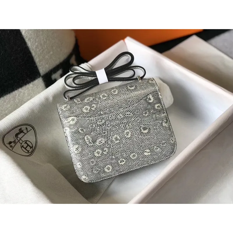 Taška Hermes Constance 18 cm v ombre embosované přírodní ještěrce