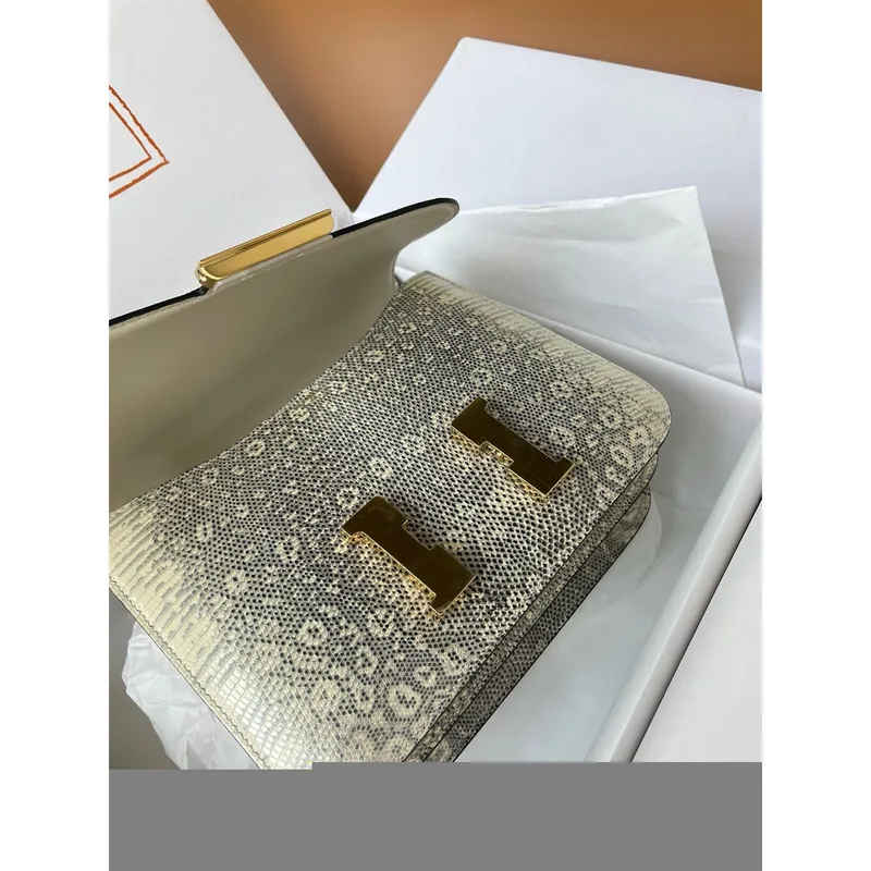 Hermes Constance 24 Ručně vyráběná taška v Ombre přírodní kůži ještěrky