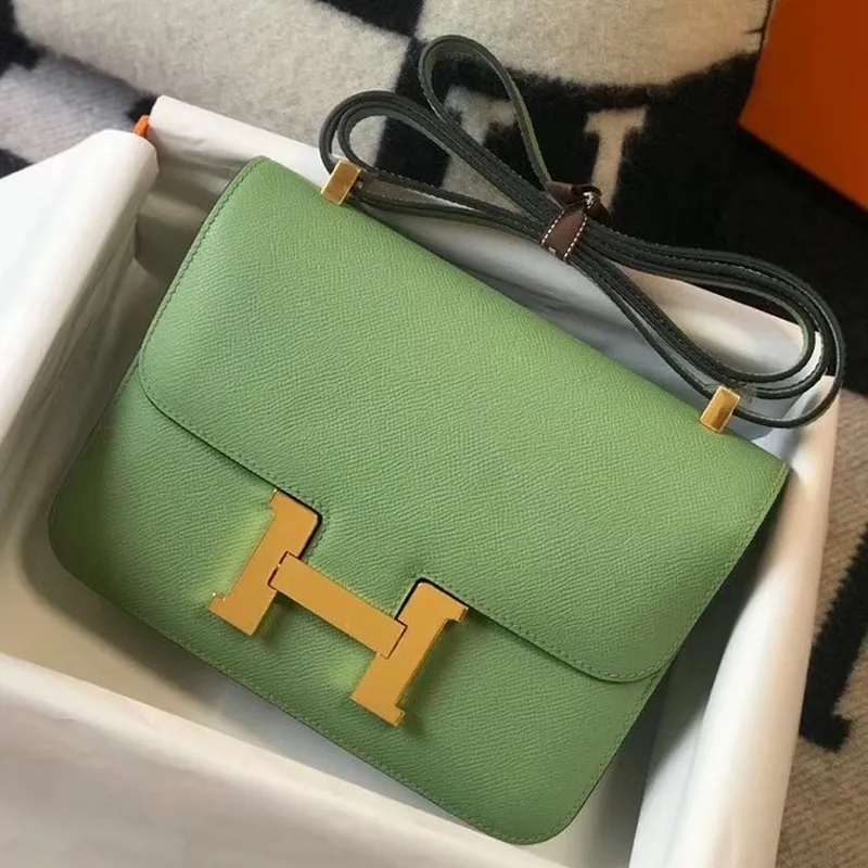 Hermes Epsom Constance 24cm Vert Criquet Ručně vyráběná taška