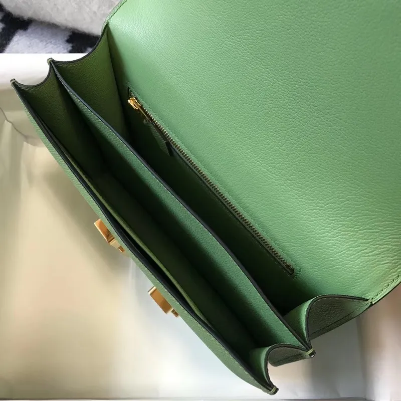 Hermes Epsom Constance 24cm Vert Criquet Ručně vyráběná taška