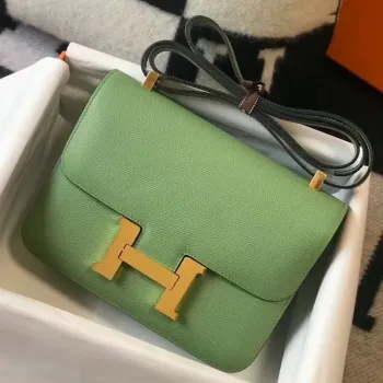 Hermes Epsom Constance 24cm Vert Criquet Ručně vyráběná taška