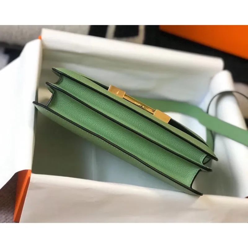 Hermes Epsom Constance 24cm Vert Criquet Ručně vyráběná taška