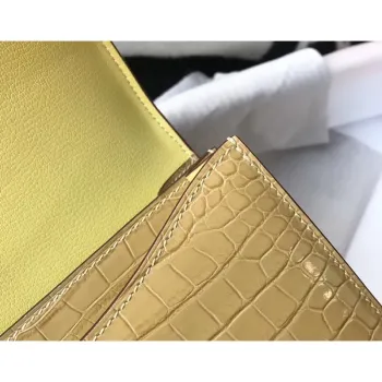 Taška Hermes Constance 24cm v Jaune Poussin embosovaná krokodýlí kůže