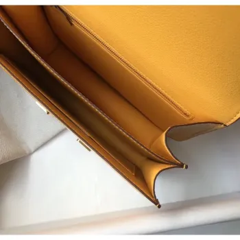 Kabelka Hermes Constance 24cm v žluté embosované krokodýlí kůži