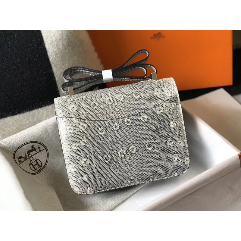 Taška Hermes Constance 24 cm v ombre embosované přírodní ještěře