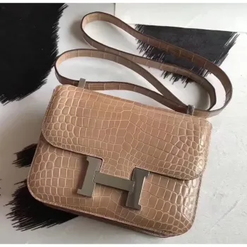 Hermes Constance 24cm Poussiere Niloticus Krokodýl