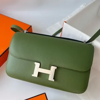 Kabelka Hermes Constance Elan ručně vyrobená z kůže Evercolor Calfskin v odstínu Canopee