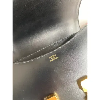 Hermes Constance 24 Ručně vyráběná taška v černé boxové telecí kůži