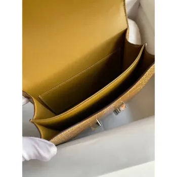 Hermes Constance 24cm Taška ve světle hnědé kůži z aligátora krokodýla