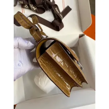 Hermes Constance 24cm Taška ve světle hnědé kůži z aligátora krokodýla