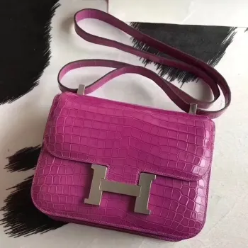Hermes Constance 24cm Růžový Scheherazade Niloticus Krokodýl