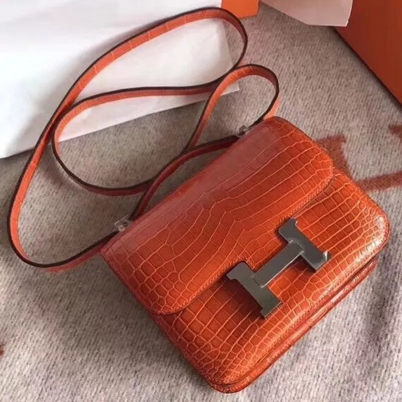 Hermes Constance 24cm Oranžový Niloticus Krokodýl