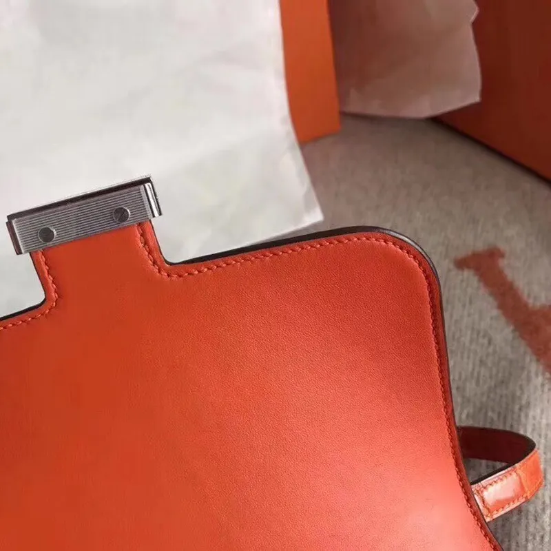 Hermes Constance 24cm Oranžový Niloticus Krokodýl