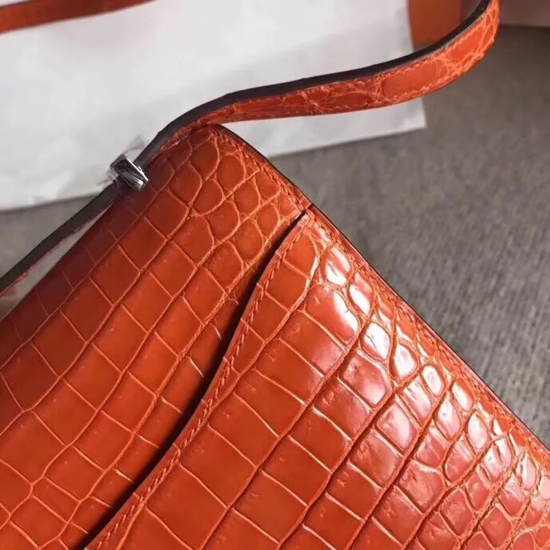 Hermes Constance 24cm Oranžový Niloticus Krokodýl