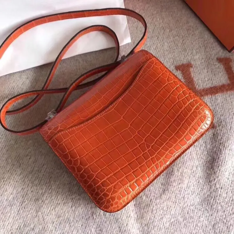 Hermes Constance 24cm Oranžový Niloticus Krokodýl