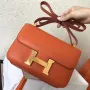 Hermes Epsom Constance 24cm Oranžová Ručně Vyrobená Taška