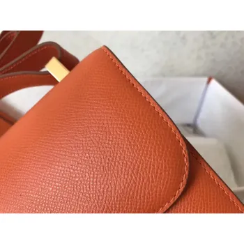 Hermes Epsom Constance 24cm Oranžová Ručně Vyrobená Taška
