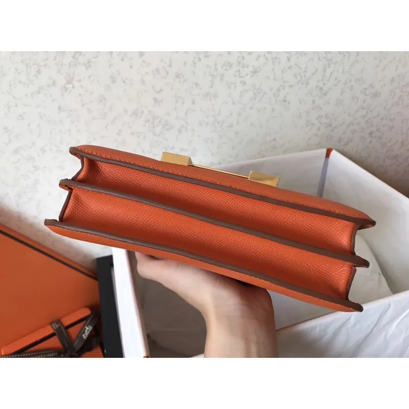 Hermes Epsom Constance 24cm Oranžová Ručně Vyrobená Taška