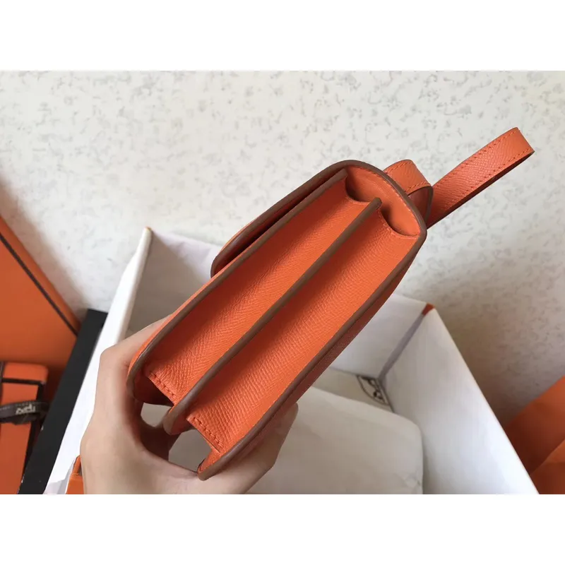 Hermes Epsom Constance 24cm Oranžová Ručně Vyrobená Taška