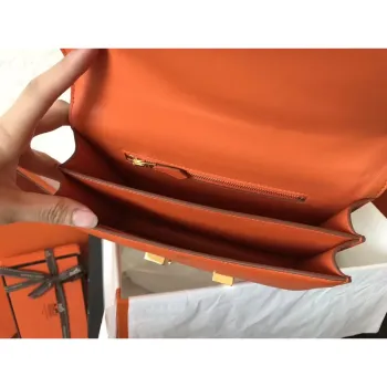 Hermes Epsom Constance 24cm Oranžová Ručně Vyrobená Taška