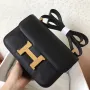 Hermes Epsom Constance 24cm Černá Ručně Vyrobená Taška