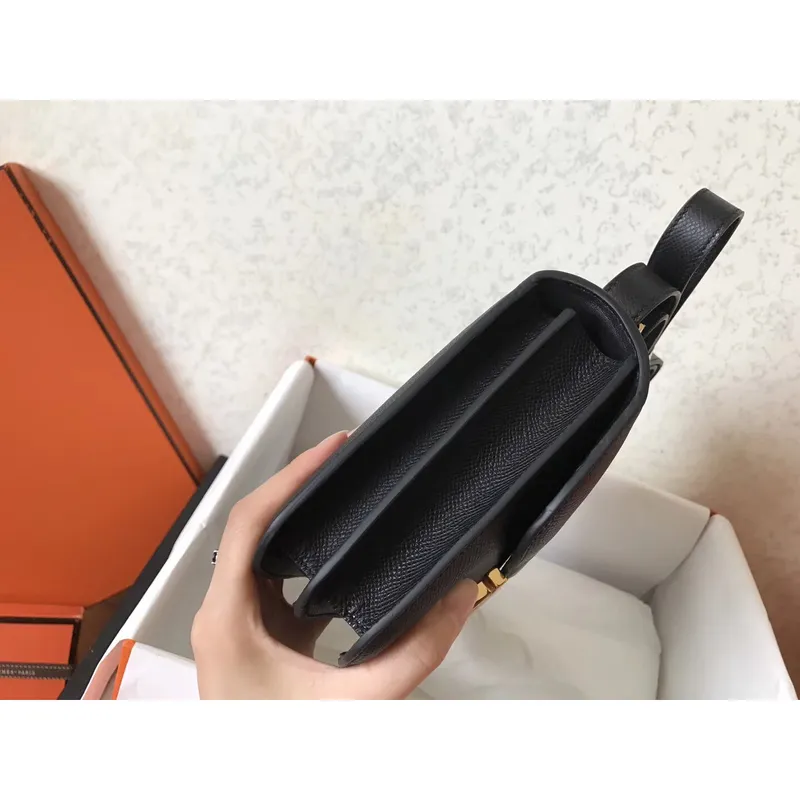 Hermes Epsom Constance 24cm Černá Ručně Vyrobená Taška