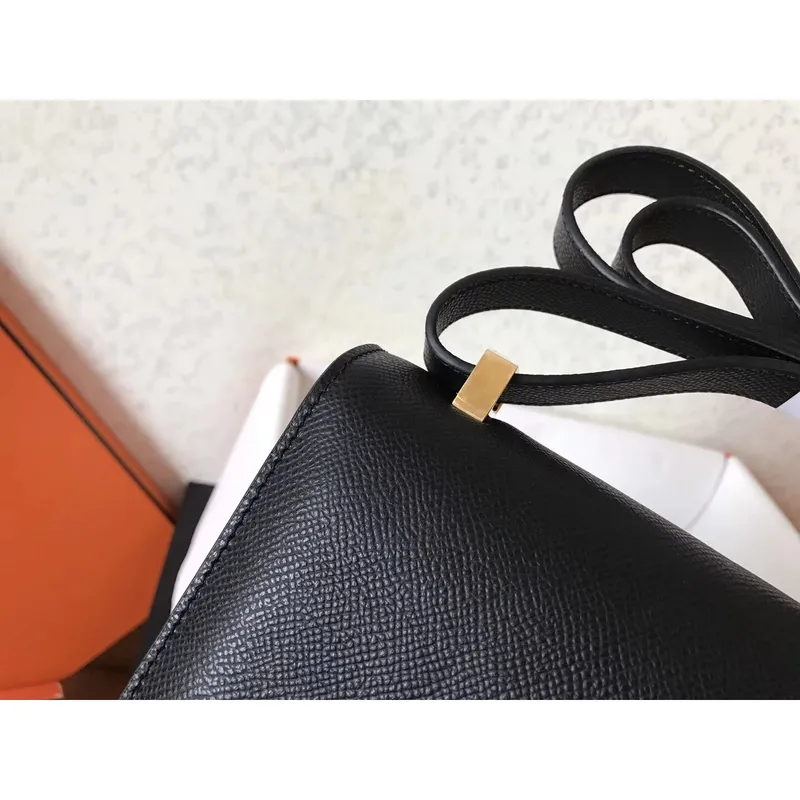 Hermes Epsom Constance 24cm Černá Ručně Vyrobená Taška