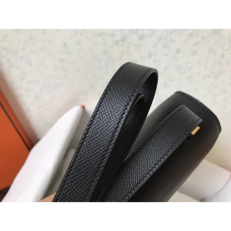 Hermes Epsom Constance 24cm Černá Ručně Vyrobená Taška