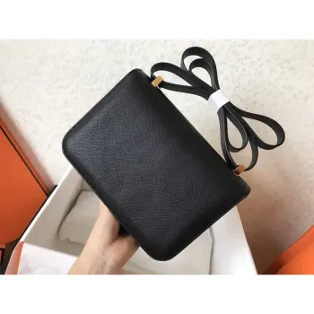 Hermes Epsom Constance 24cm Černá Ručně Vyrobená Taška