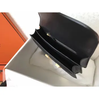 Hermes Epsom Constance 24cm Černá Ručně Vyrobená Taška