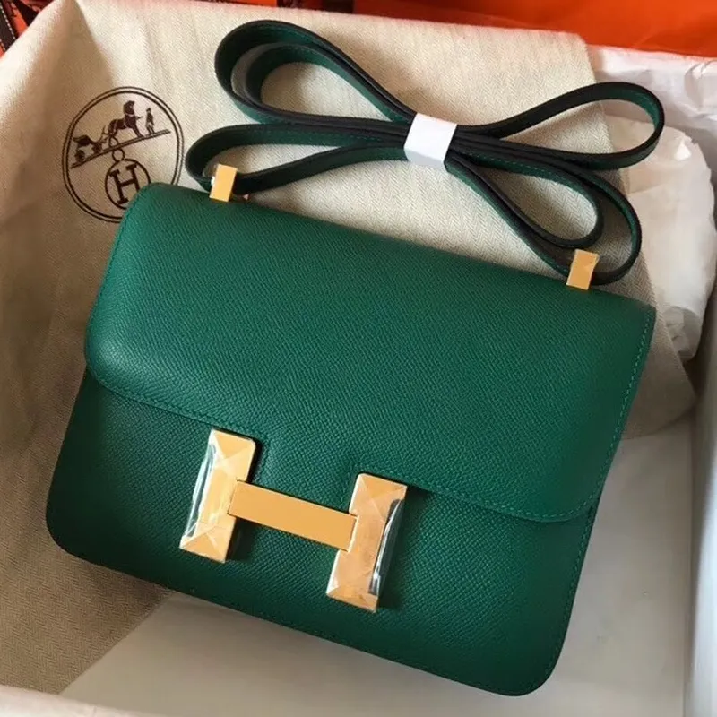 Hermes Epsom Constance 24cm Malachit Ručně vyráběná taška