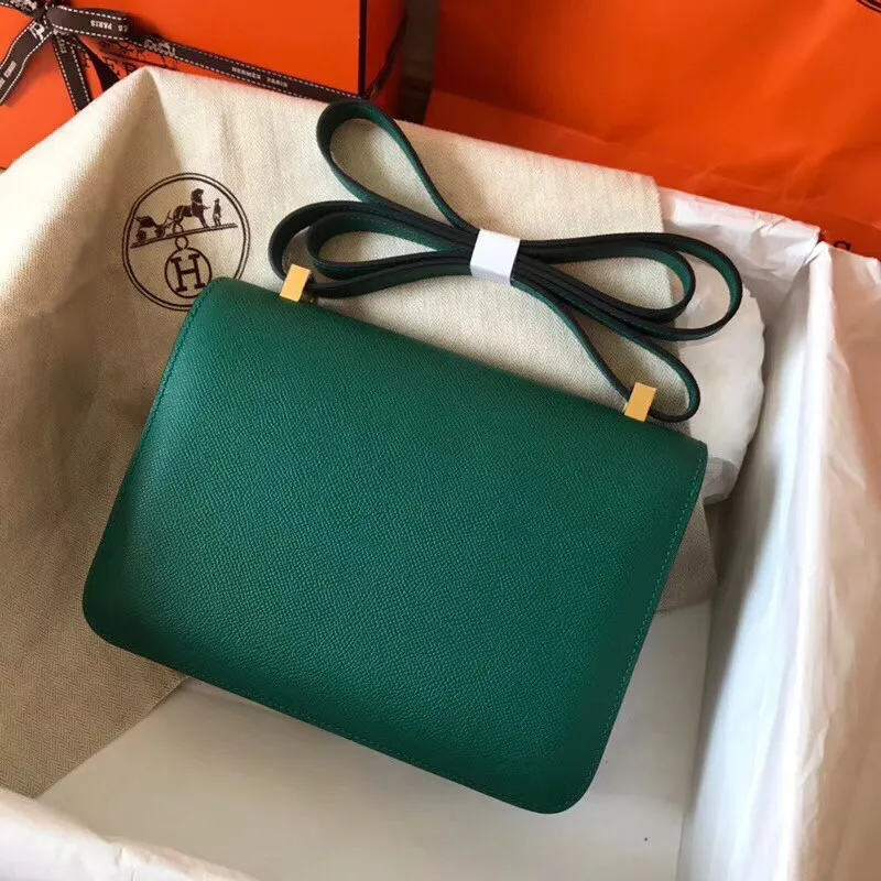 Hermes Epsom Constance 24cm Malachit Ručně vyráběná taška
