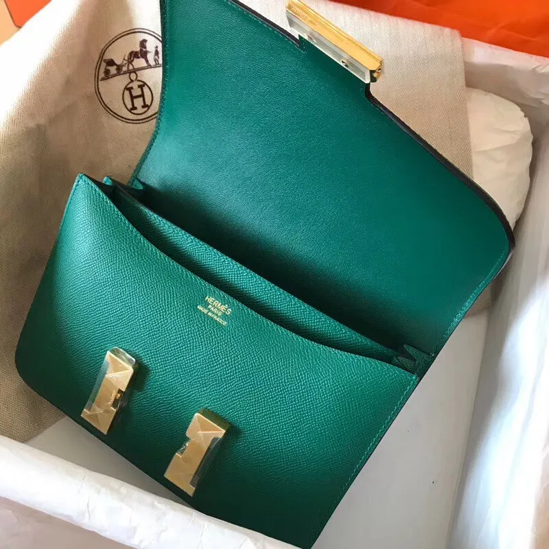 Hermes Epsom Constance 24cm Malachit Ručně vyráběná taška
