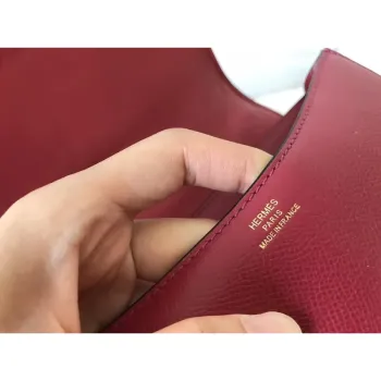 Hermes Epsom Constance 24cm Tmavě červená ručně vyráběná taška