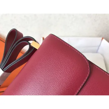 Hermes Epsom Constance 24cm Tmavě červená ručně vyráběná taška