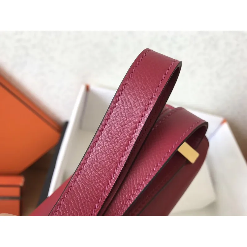 Hermes Epsom Constance 24cm Tmavě červená ručně vyráběná taška