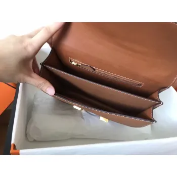Hermes Epsom Constance 24cm Hnědá Ručně Vyrobená Taška