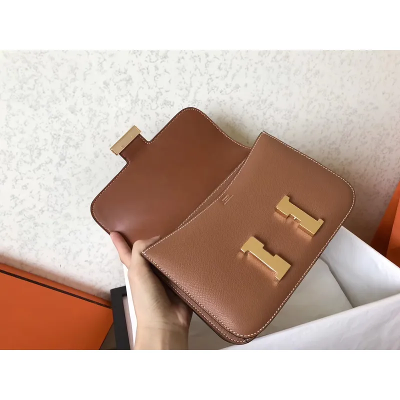Hermes Epsom Constance 24cm Hnědá Ručně Vyrobená Taška