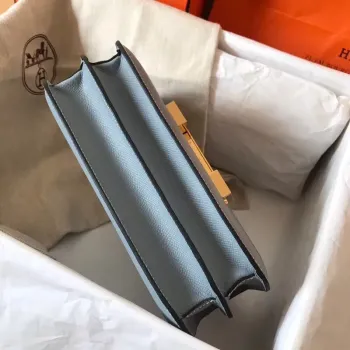 Hermes Epsom Constance 24cm Modrá Lin Ručně Vyrobená Taška