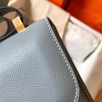 Hermes Epsom Constance 24cm Modrá Lin Ručně Vyrobená Taška