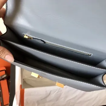 Hermes Epsom Constance 24cm Modrá Lin Ručně Vyrobená Taška