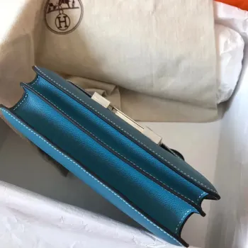 Hermes Epsom Constance 24cm Modrý Jean Ručně Vyrobená Taška