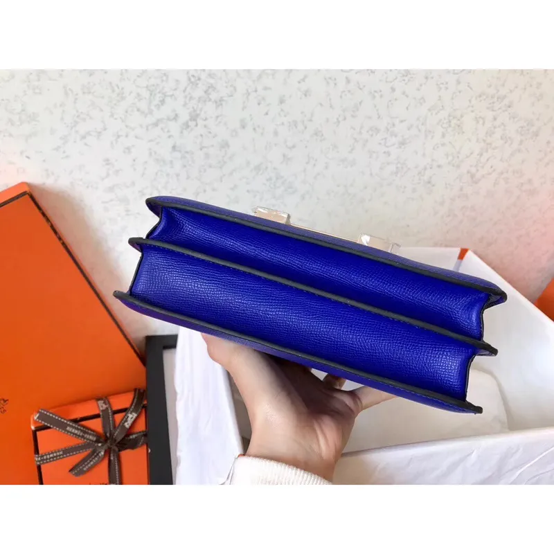 Hermes Epsom Constance 24cm Modrá Elektrická Ručně Vyrobená Taška