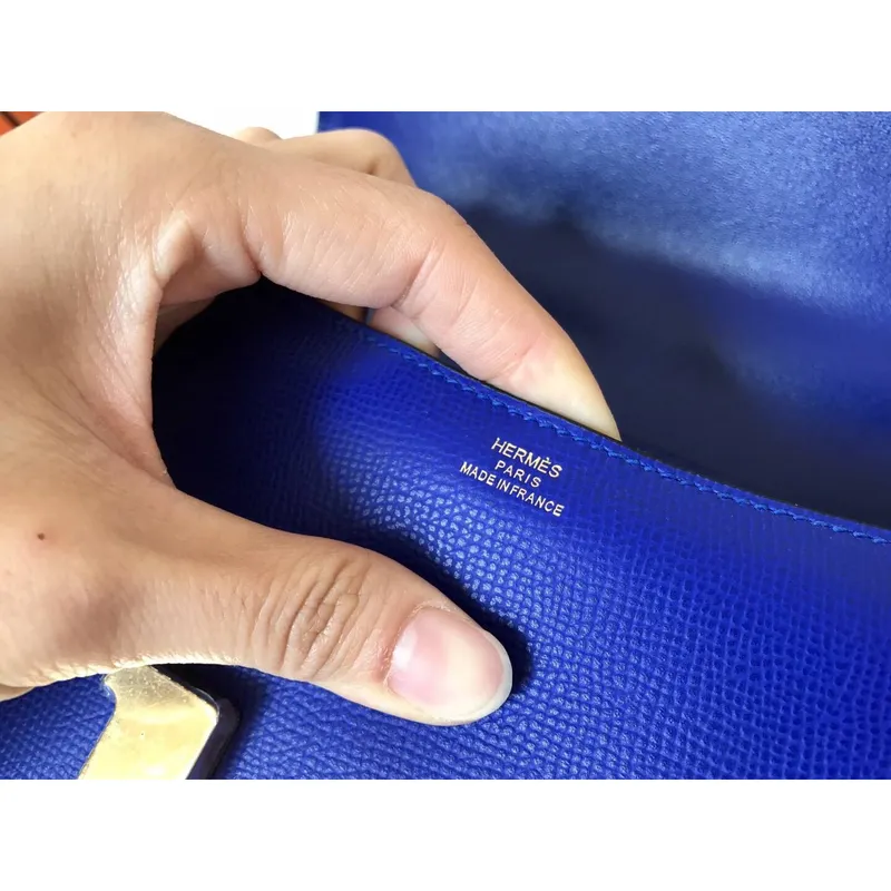 Hermes Epsom Constance 24cm Modrá Elektrická Ručně Vyrobená Taška