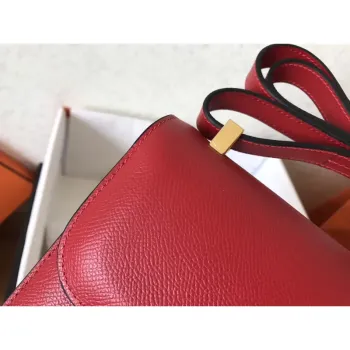 Hermes Epsom Constance 24cm Červená Ručně Vyrobená Taška