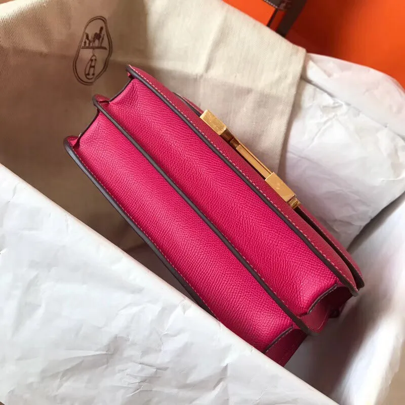 Hermes Epsom Constance 24cm Růžová Červená Ručně Vyrobená Taška