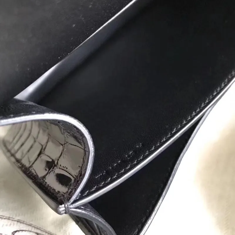 Hermes Constance 24cm Černý Niloticus Krokodýl