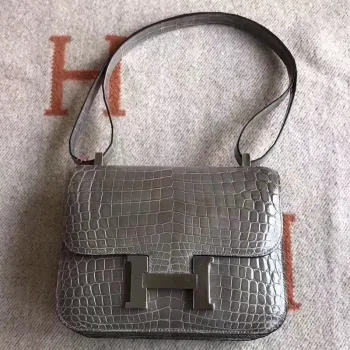 Hermes Constance 24cm Šedý Niloticus Krokodýl